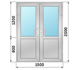 Двухстворчатая дверь со стеклом ТАТПРОФ 1500x2000