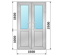 Двухстворчатая дверь со стеклом ТАТПРОФ 1500x2500