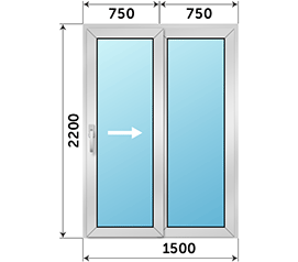 Полуторная дверь остекленная ТАТПРОФ 1500x2200
